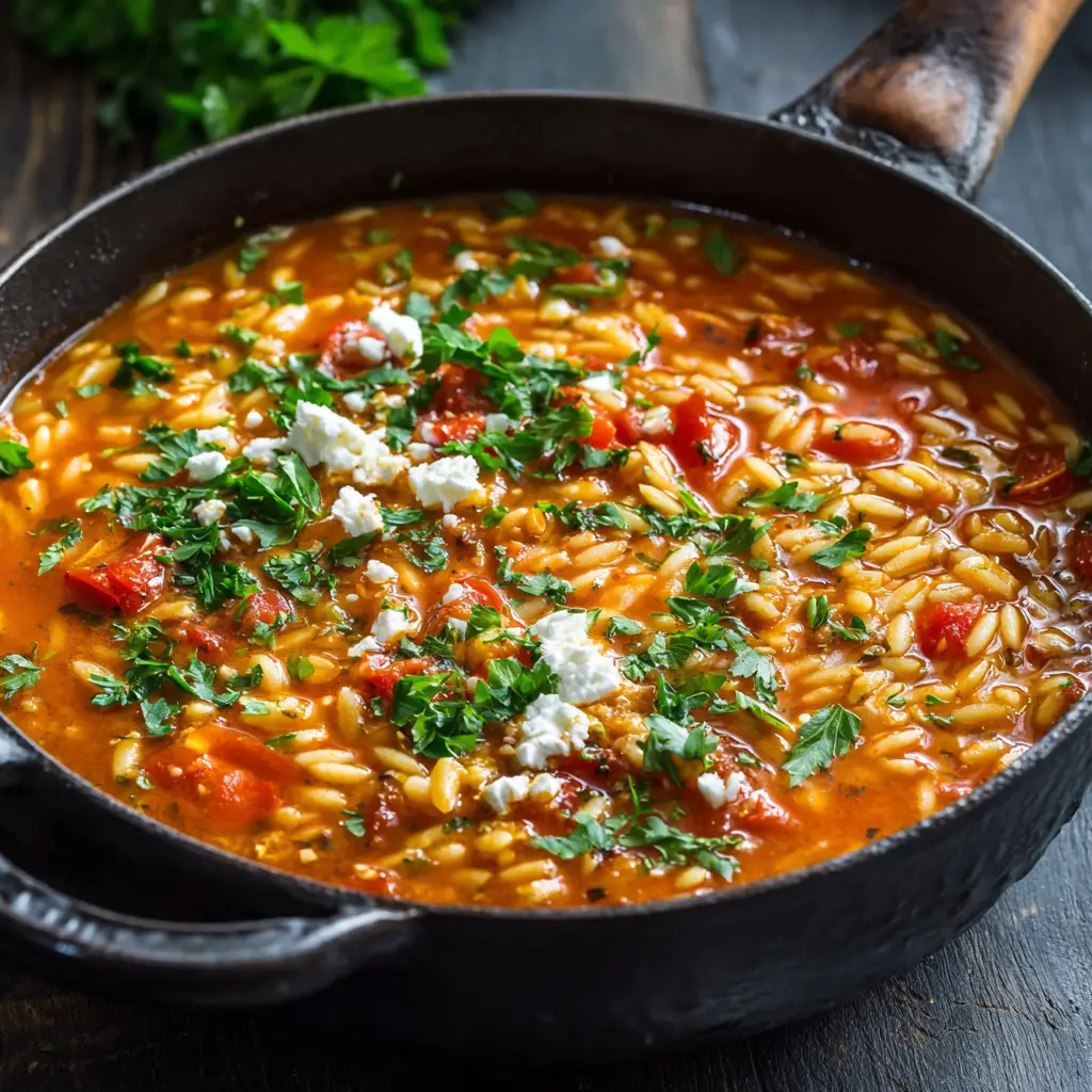 Greek Orzo Tomato Stew