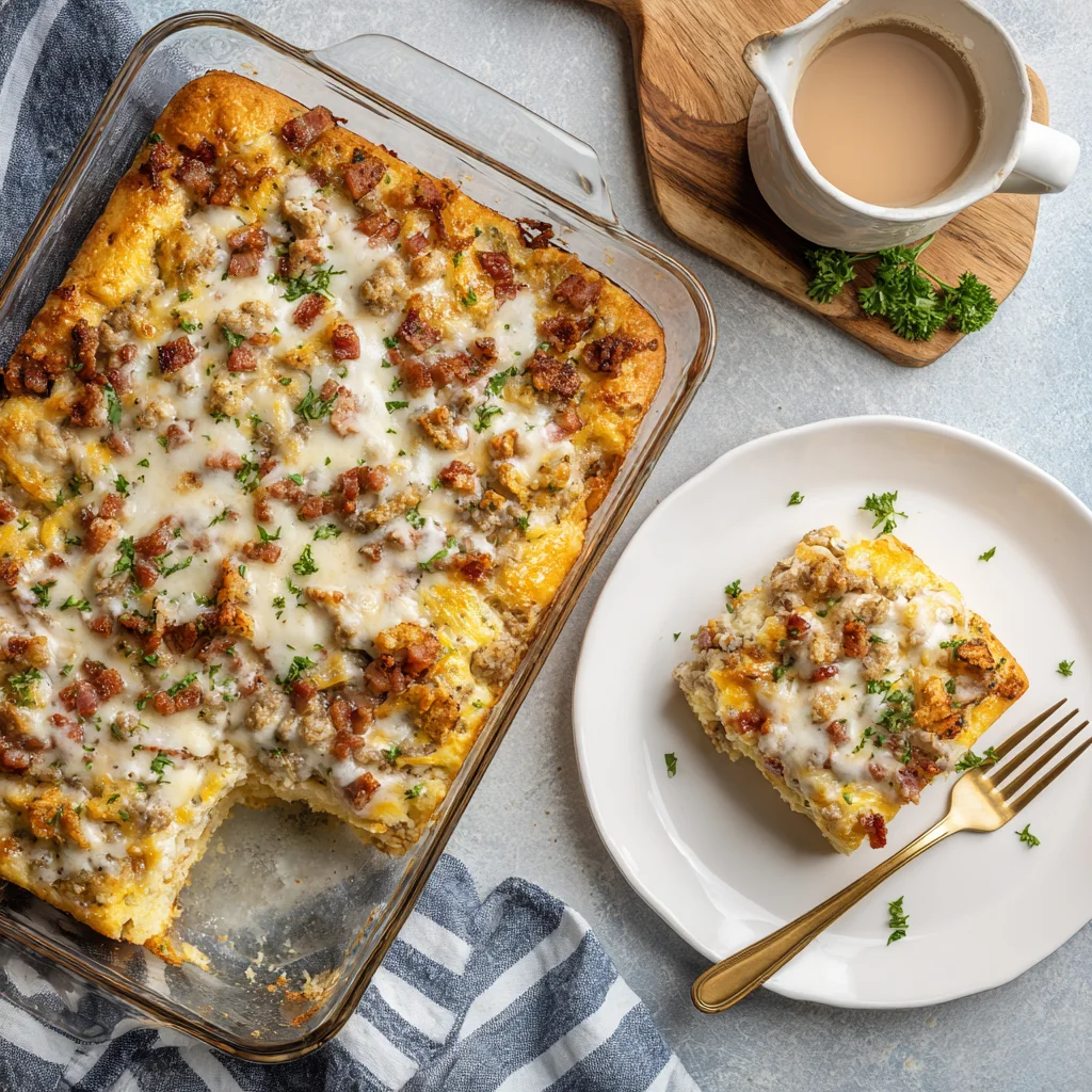 Biscuits and Gravy Breakfast Casserole