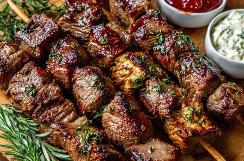 Rosemary Garlic Steak Kebabs Recipe