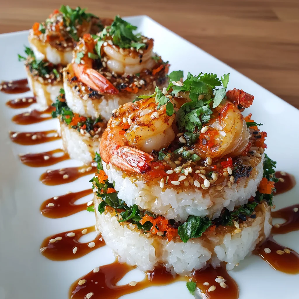 Spicy Shrimp Sushi Stacks