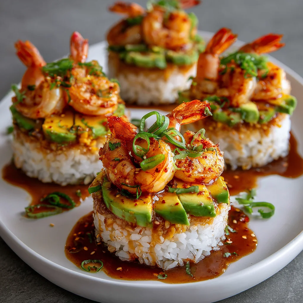 Spicy Shrimp Sushi Stacks