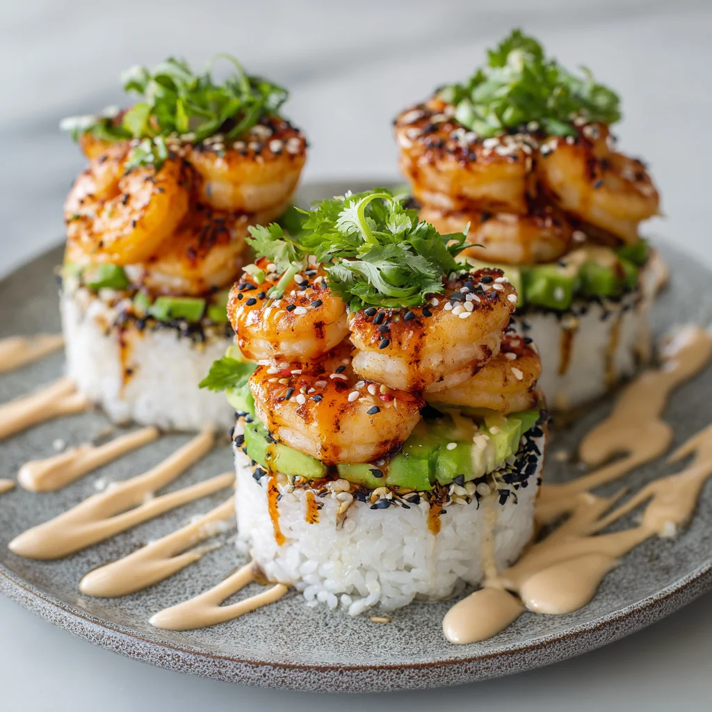 Spicy Shrimp Sushi Stacks