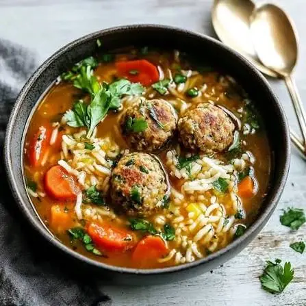 Chicken Meatball Soup Recipe with Rice