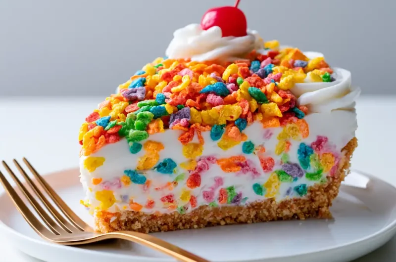 No Bake Fruity Pebbles Cheesecake