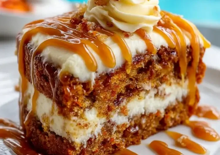 Salted Caramel Carrot Cake with Cream Cheese Frosting