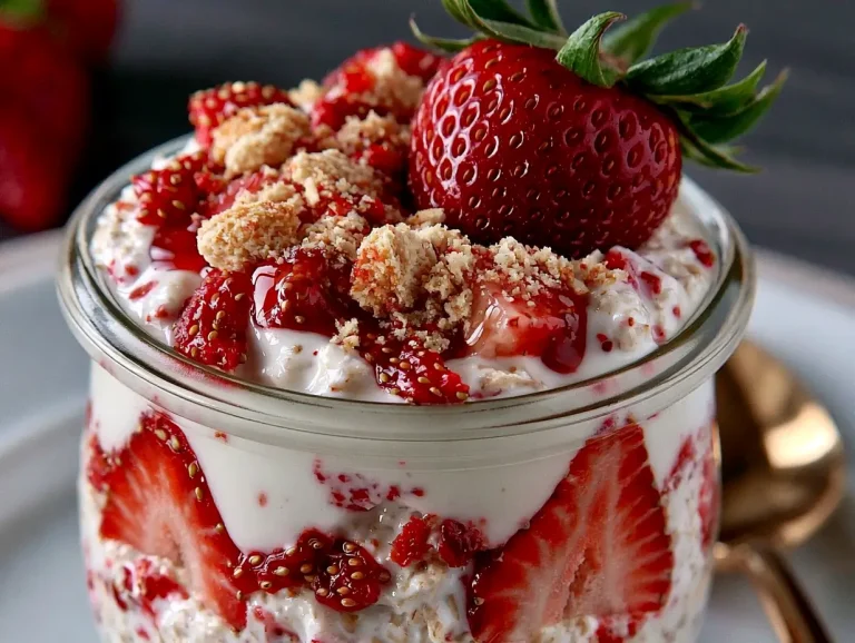 Strawberry Cheesecake Overnight Oats Recipe