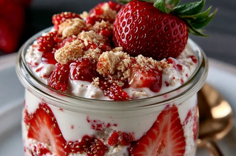 Strawberry Cheesecake Overnight Oats Recipe
