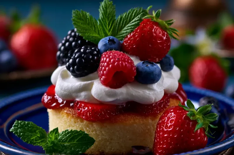 Summer Berry Shortcake for Fourth of July
