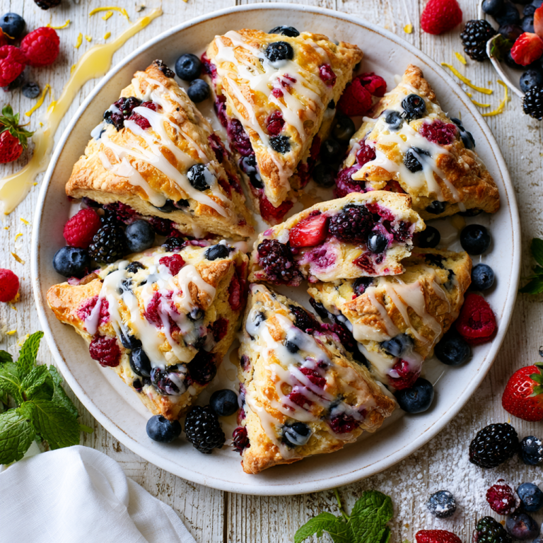 Glazed Mixed Berry Scones