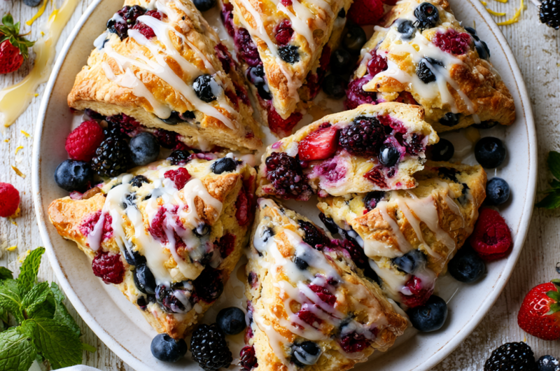 Glazed Mixed Berry Scones
