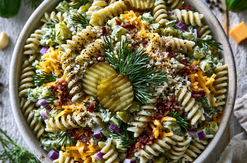 Easy Dill Pickle Pasta Salad
