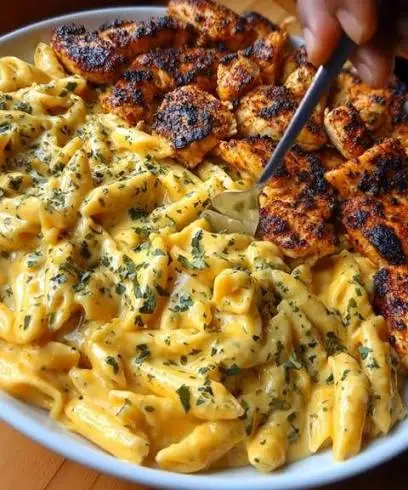 Creamy Garlic Parmesan Chicken with Cheesy Penne Pasta