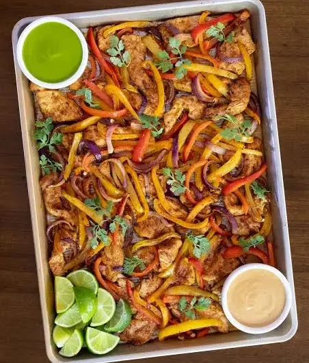 Sheet Pan Chicken Fajitas with Cilantro and Lime