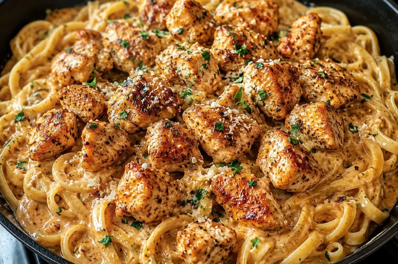 Garlic Parmesan Chicken Bites with Cajun Alfredo