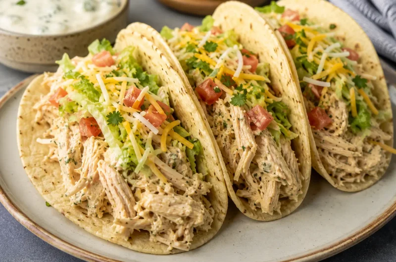Slow Cooker Ranch Chicken Tacos