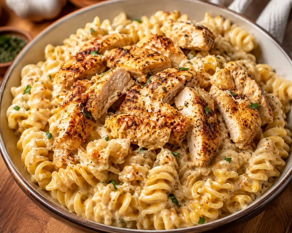 Creamy Parmesan Rotini with Cajun Garlic Butter Chicken