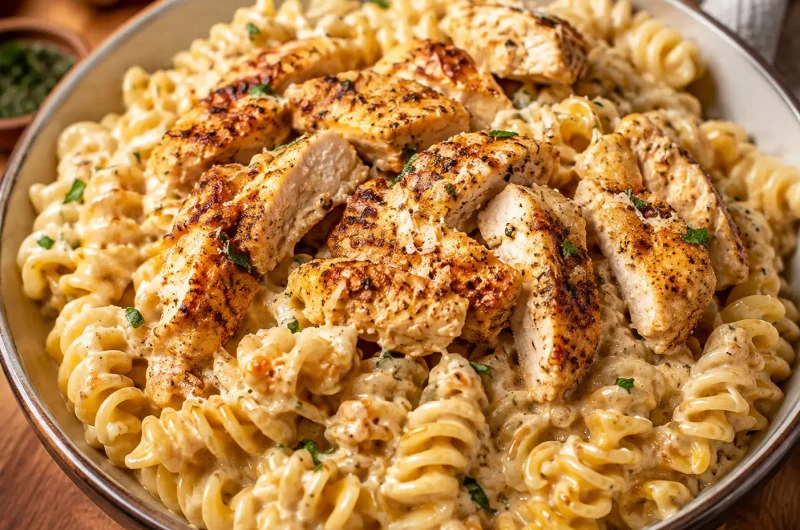 Creamy Parmesan Rotini with Cajun Garlic Butter Chicken